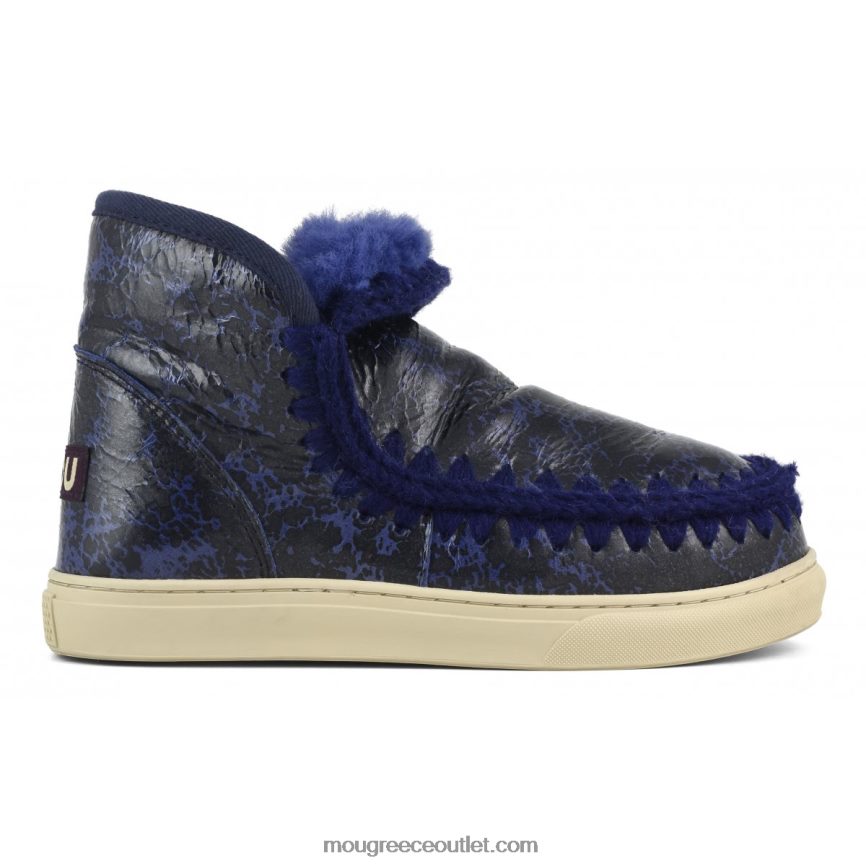 γρ Mou γυναίκες sneaker εσκιμώων κράξιμο λουστρίνι μαύρο/σε μπλε μαλλί 4820DN669