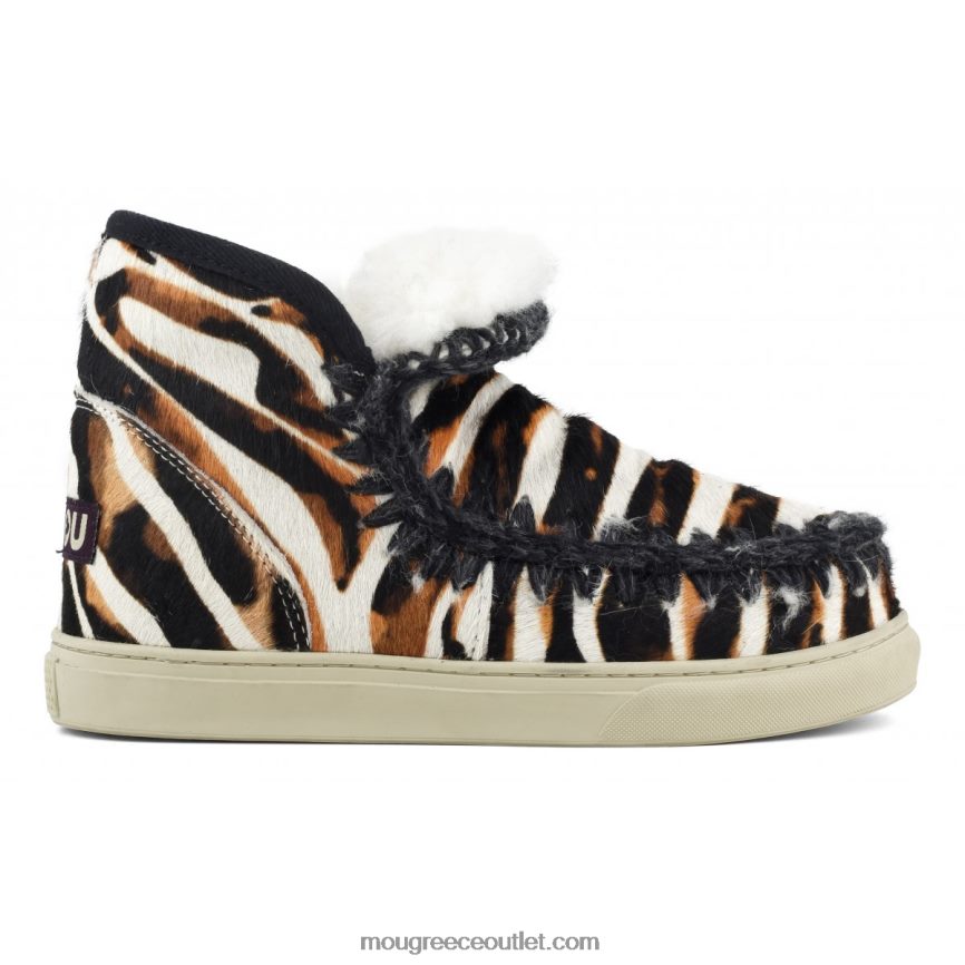 γρ Mou γυναίκες sneaker eskimo ponyskin zebra white-bkack με πορτοκαλί 4820DN677