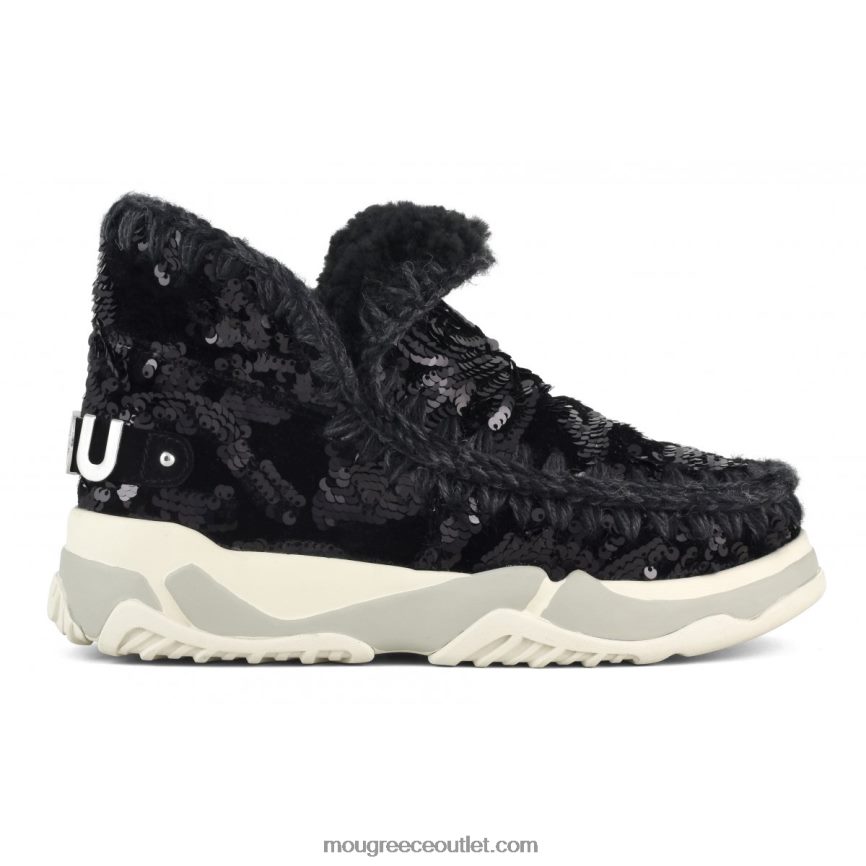 γρ Mou γυναίκες παγιέτες εκπαιδευτή εσκιμώων ιριδίζουσες πούλιες μπλε μαύρο σε μαύρο 4820DN704