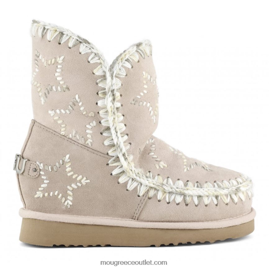 γρ Mou γυναίκες εσωτερικά σφηνοειδή μαλλί κεντημένα αστέρια ροζ μπεζ 4820DN536