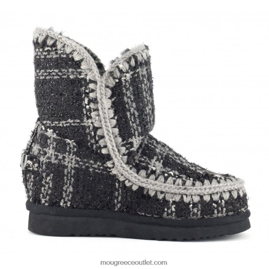 γρ Mou γυναίκες εσωτερική σφήνα κοντό ταρτάν ταρτάν λουρέξ μαύρο-άσπρο 4820DN557