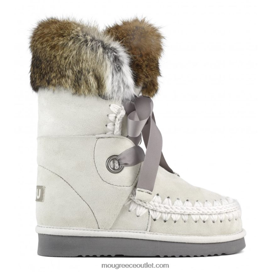 γρ Mou γυναίκες δαντέλα & γούνα εσκιμώων ασημένια σημύδα 4820DN309