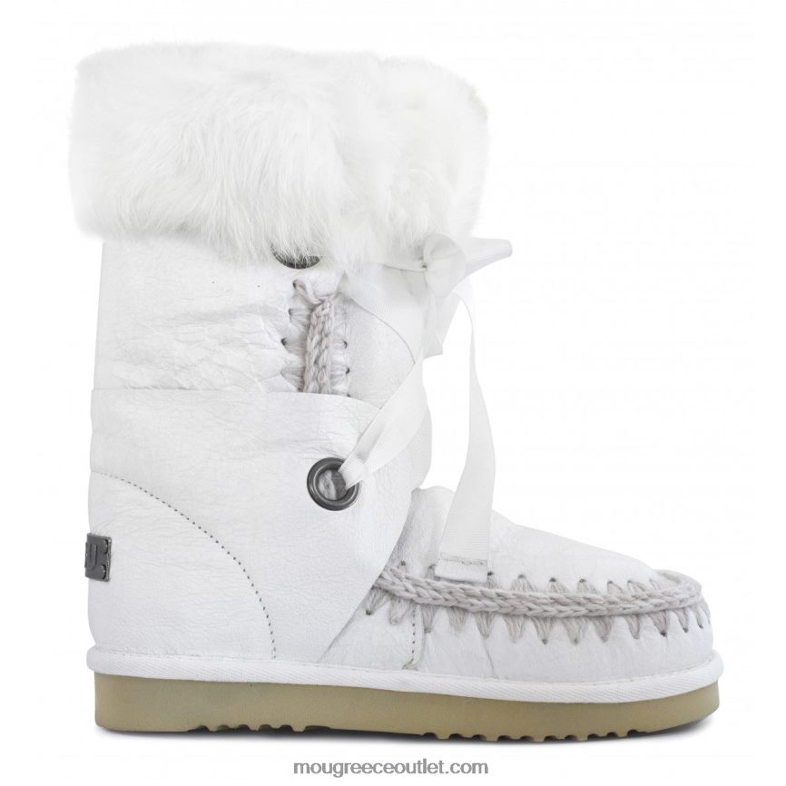 γρ Mou γυναίκες δαντέλα & γούνα εσκιμώων κερί λευκό 4820DN384