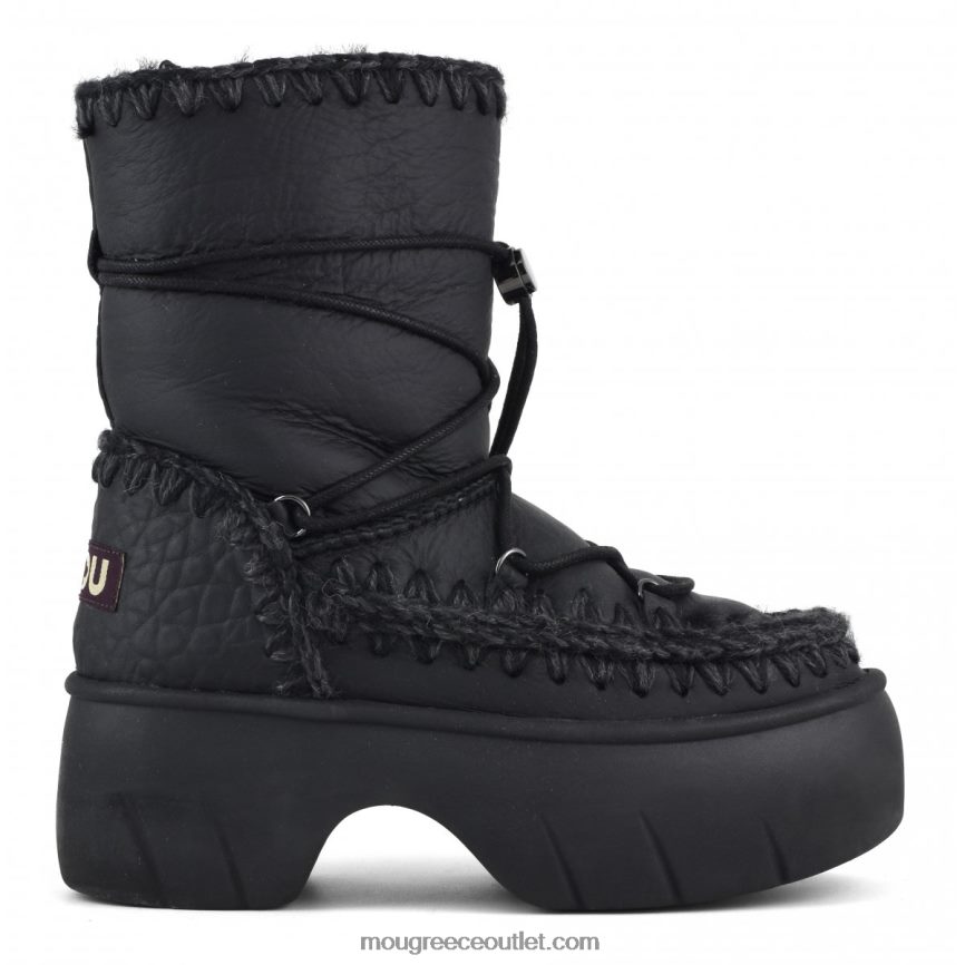 γρ Mou γυναίκες Eskimo χιόνι μπότα twist κοντό nubuck μαύρο 4820DN351
