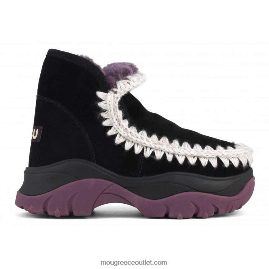 γρ Mou γυναίκες χοντρό παπούτσι Εσκιμώου μαύρη/μωβ φόδρα 4820DN715