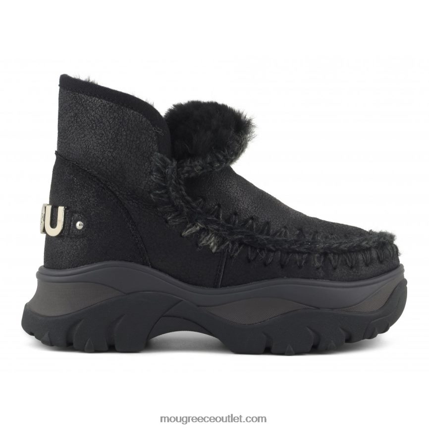 γρ Mou γυναίκες χοντρό sneaker εσκιμώος ραγισμένο μαύρο/γκρι 4820DN722