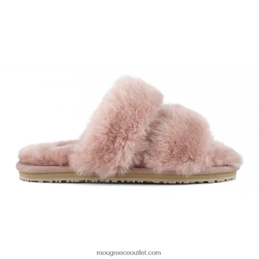 γρ Mou γυναίκες Παντόφλα γούνας προβάτου με 2 ρίγες ανθικό τριαντάφυλλο 4820DN450