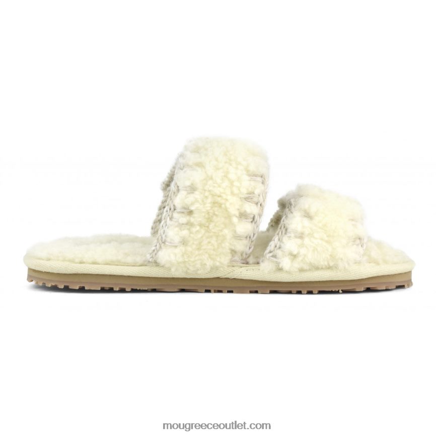 γρ Mou γυναίκες παντόφλα σγουρό δέρμα προβάτου βανίλια 4820DN444