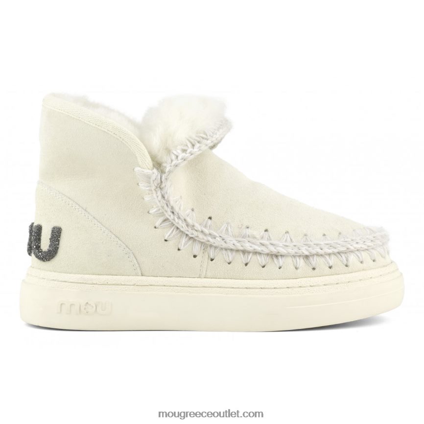 γρ Mou γυναίκες Έσκιμο πάνινα παπούτσια με έντονο γκλίτερ λογότυπο βανίλια 4820DN733