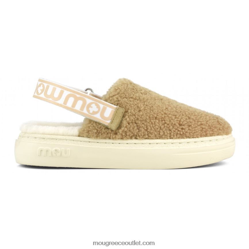 γρ Mou γυναίκες τολμηρό τσόκαμα σγουρό δέρμα προβάτου και λουράκι πλάτης κονιάκ 4820DN520