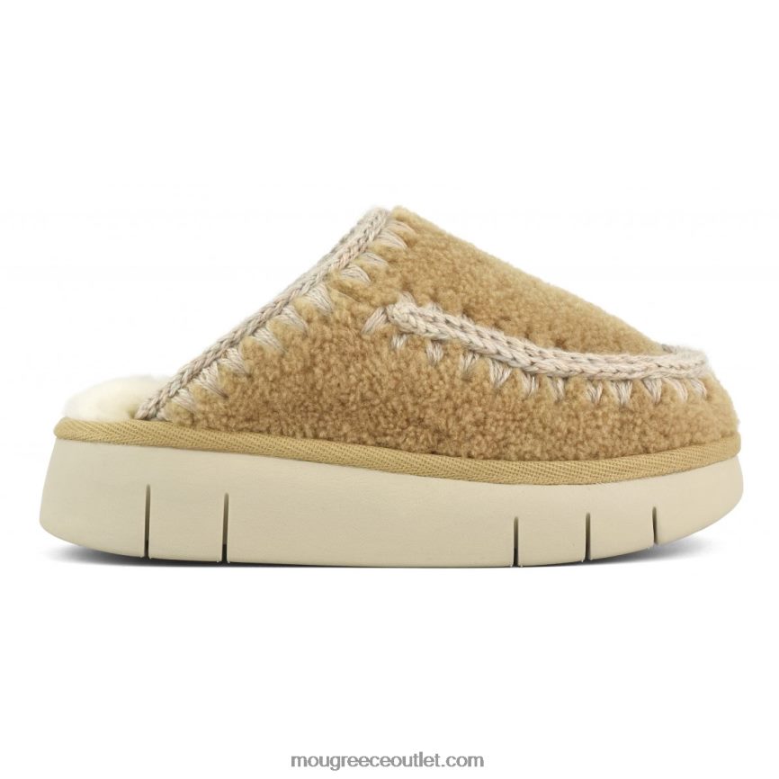 γρ Mou γυναίκες αναπήδηση clog σγουρό δέρμα προβάτου κονιάκ 4820DN529