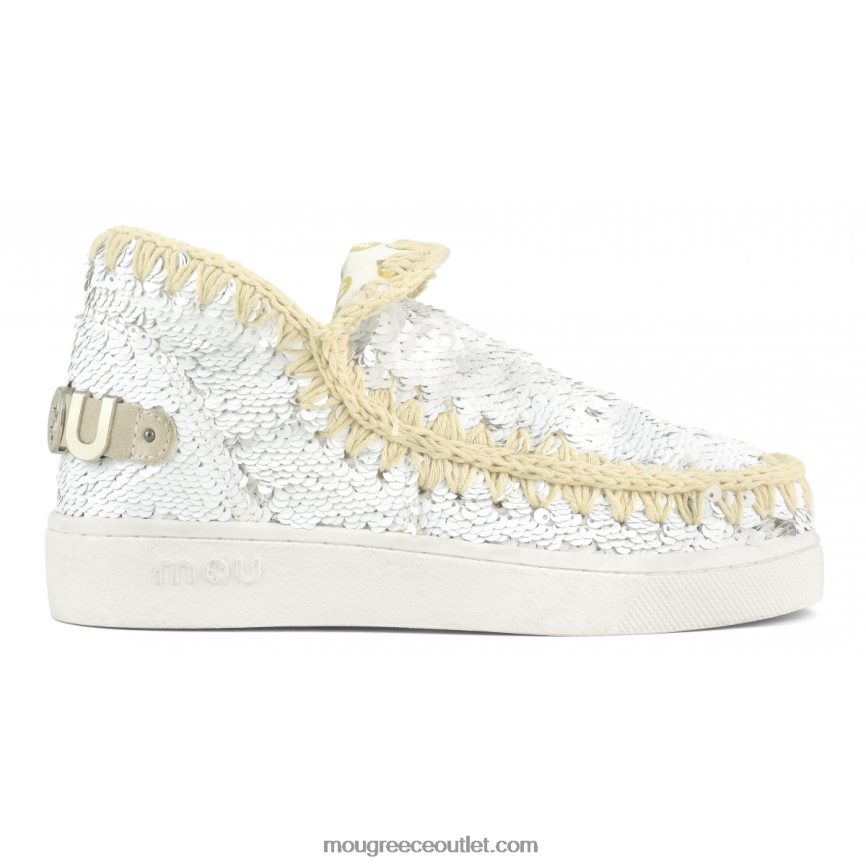γρ Mou γυναίκες καλοκαιρινό sneaker με παγιέτες εσκιμώων πούλιες λευκό-ασημί 4820DN48