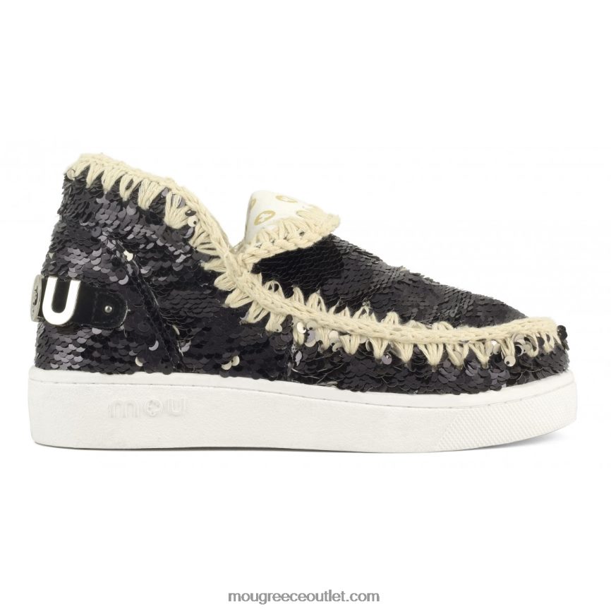 γρ Mou γυναίκες καλοκαιρινό sneaker με παγιέτες εσκιμώων πούλιες μαύρο-ματ ασημί 4820DN49
