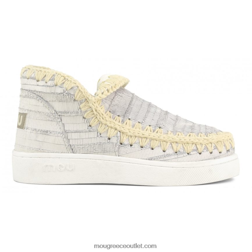 γρ Mou γυναίκες δερμάτινο καλοκαιρινό sneaker eskimo δέρμα με κοψίματα λευκό 4820DN16