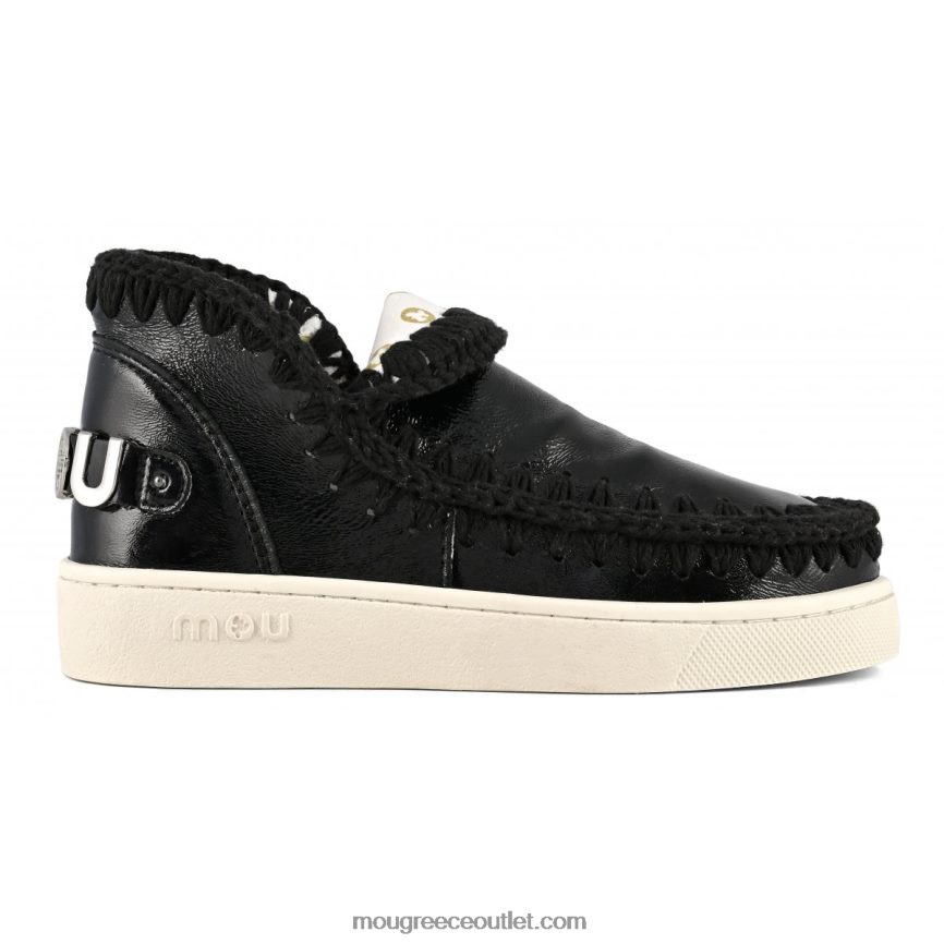 γρ Mou γυναίκες δερμάτινο καλοκαιρινό sneaker eskimo πατέντα μαύρο 4820DN56