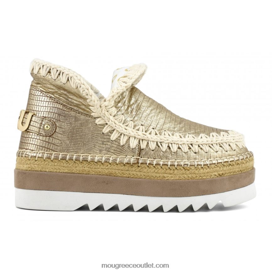 γρ Mou γυναίκες ειδικό δέρμα από γιούτα εσκιμώων μεταλλικό χρυσό σαύρα 4820DN214