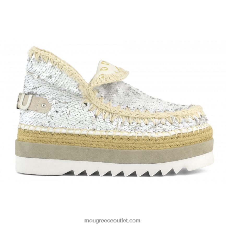 γρ Mou γυναίκες παγιέτες από γιούτα εσκιμώων πούλιες λευκό-ασημί 4820DN218