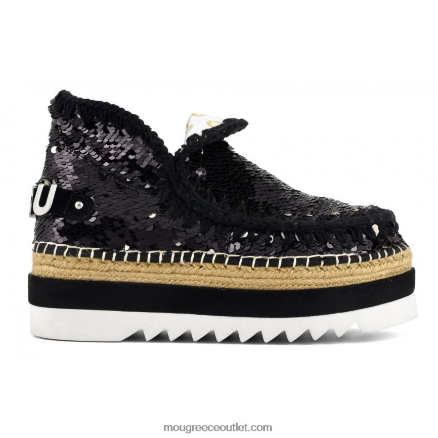 γρ Mou γυναίκες παγιέτες από γιούτα εσκιμώων πούλιες μαύρες 4820DN219