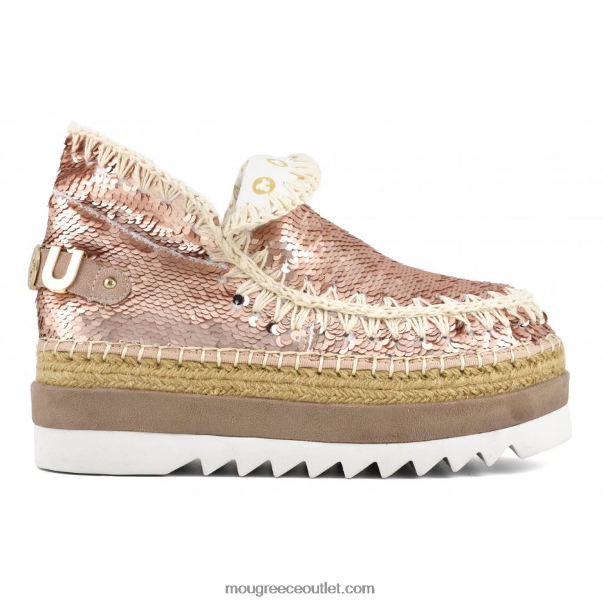 γρ Mou γυναίκες παγιέτες από γιούτα εσκιμώων πούλιες ροζ χρυσό - λογότυπο χρυσό 4820DN220