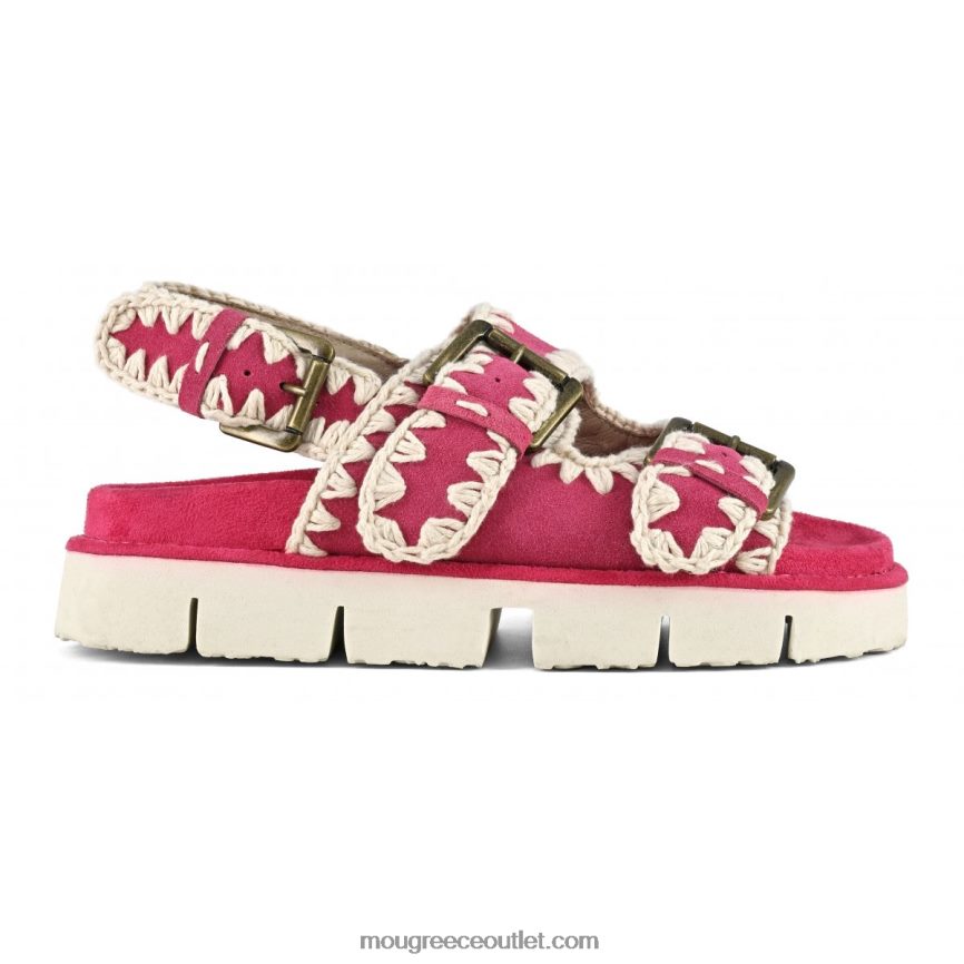 γρ Mou γυναίκες νέο βιο με αγκράφες και λουράκι πλάτης φουξία 4820DN116