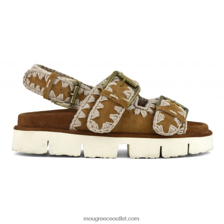 γρ Mou γυναίκες νέο βιο με αγκράφες και λουράκι πλάτης κονιάκ 4820DN117