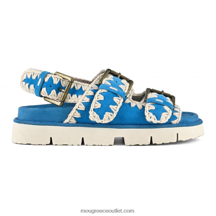 γρ Mou γυναίκες νέο βιο με αγκράφες και λουράκι πλάτης τιρκουάζ σουέτ 4820DN119