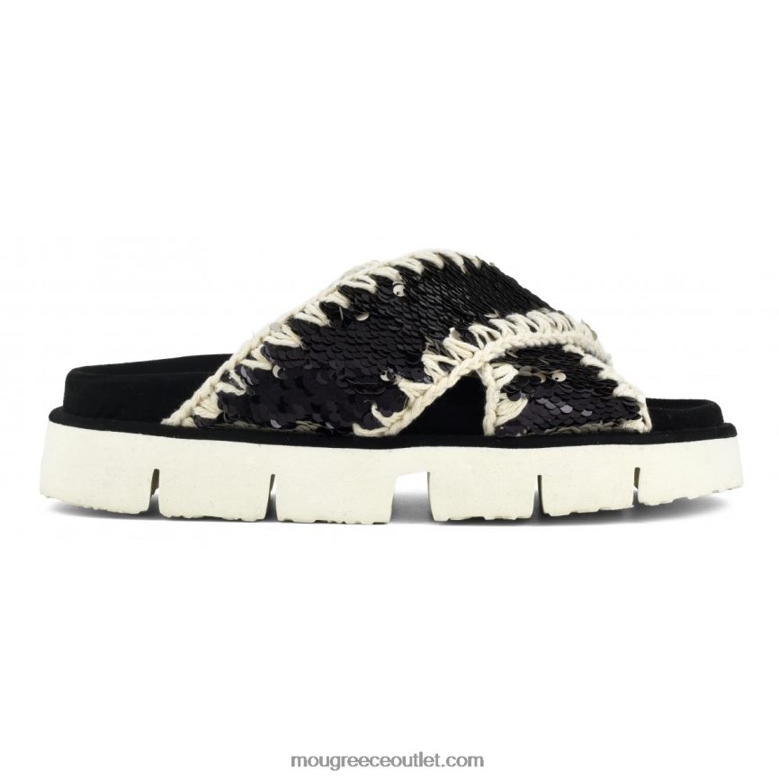 γρ Mou γυναίκες σταυρωτό βιο πέδιλο σκέτο πούλιες μαύρες 4820DN152