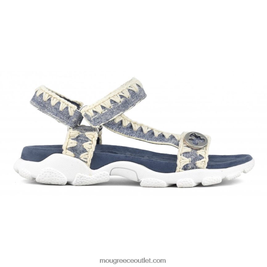 γρ Mou γυναίκες αθλητικό λουράκι πλάτης σανδάλι δερμάτινο τζιν 4820DN201