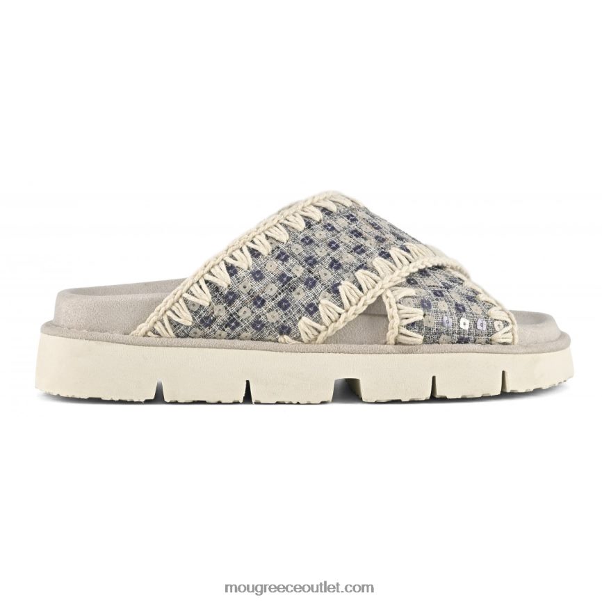 γρ Mou γυναίκες σταυρωτό bio πέδιλο τζιν και πούλιες θαλάσσια 4820DN150