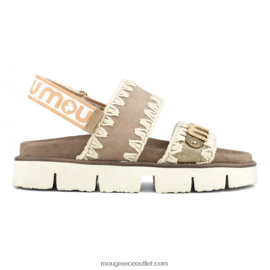 γρ Mou γυναίκες νέο bio λουράκι πλάτης σανδάλι μεταλλικό χρυσό σαύρα 4820DN159