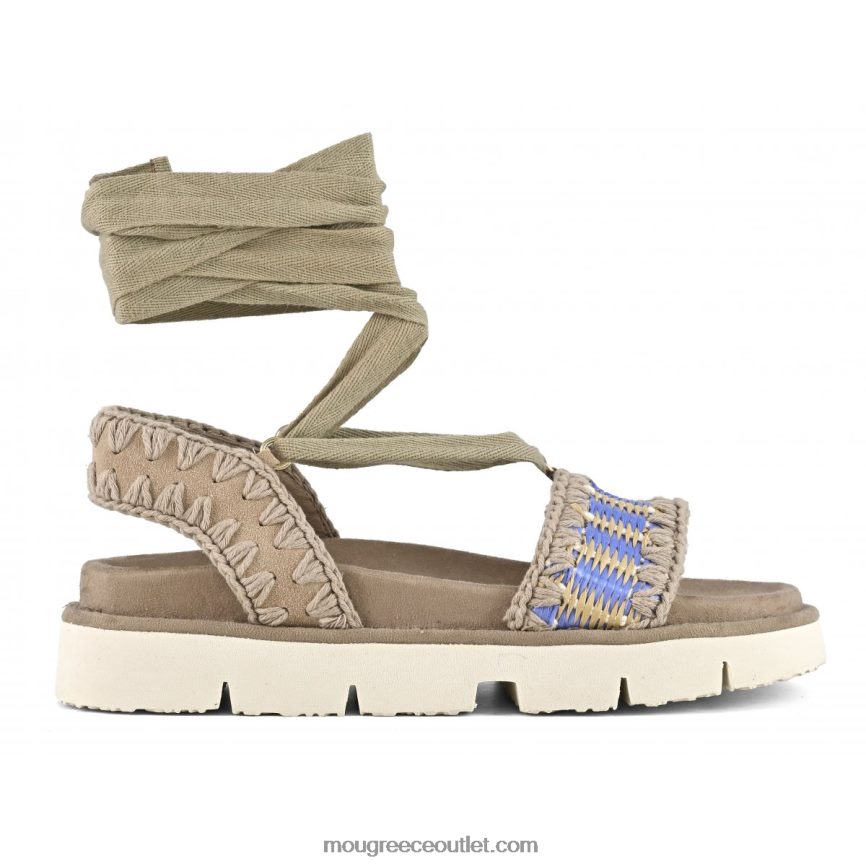 γρ Mou γυναίκες bio πέδιλο κορδόνι αζούλ μίγμα 4820DN163