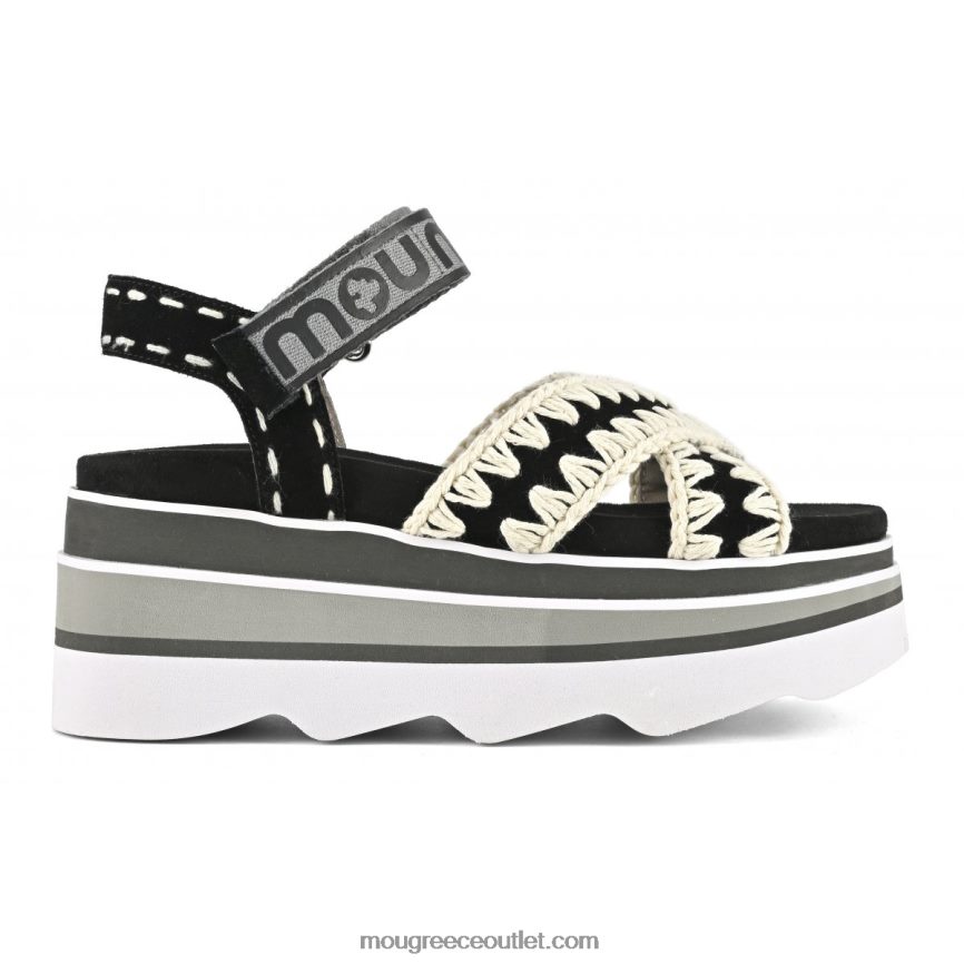 γρ Mou γυναίκες eva wedge criss cross μαύρος 4820DN173