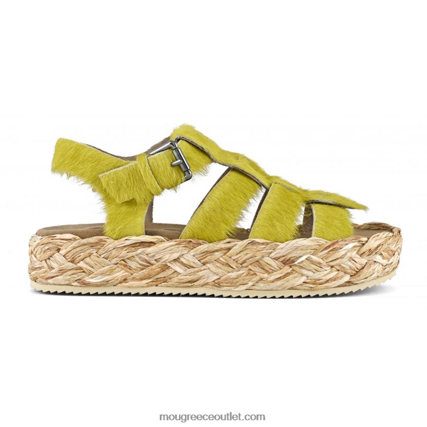 γρ Mou γυναίκες πέδιλο πλεξούδα raffia μακριά μαλλιά πόνι λάιμ 4820DN126