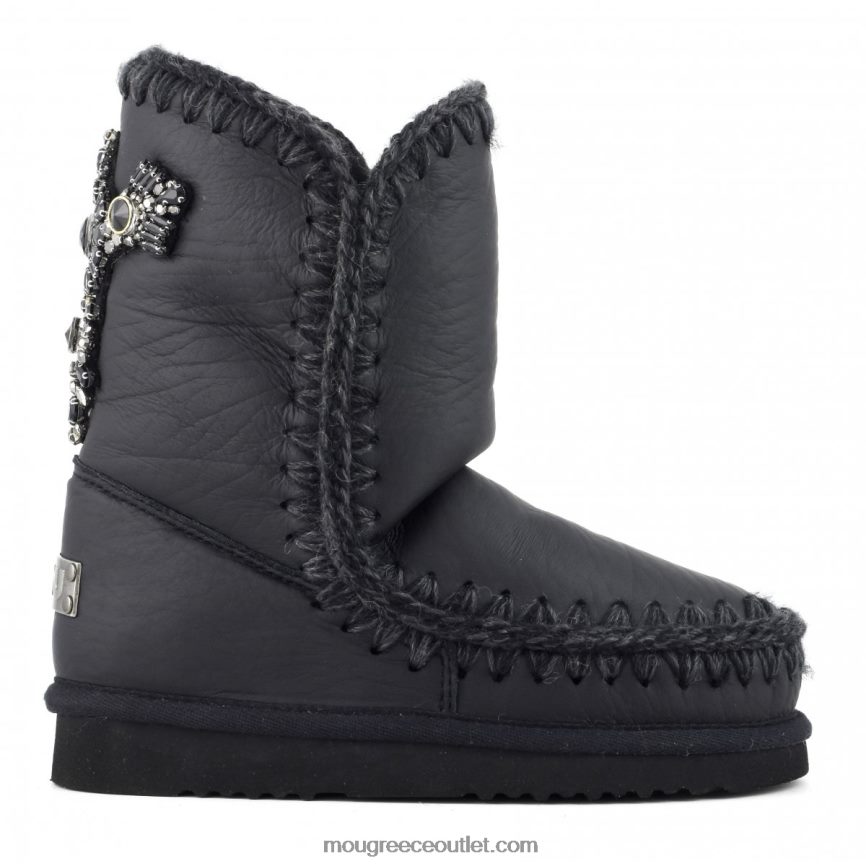 γρ Mou γυναίκες Eskimo 24 μπάλωμα πλάτης κρυστάλλων nubuck μαύρο 4820DN360