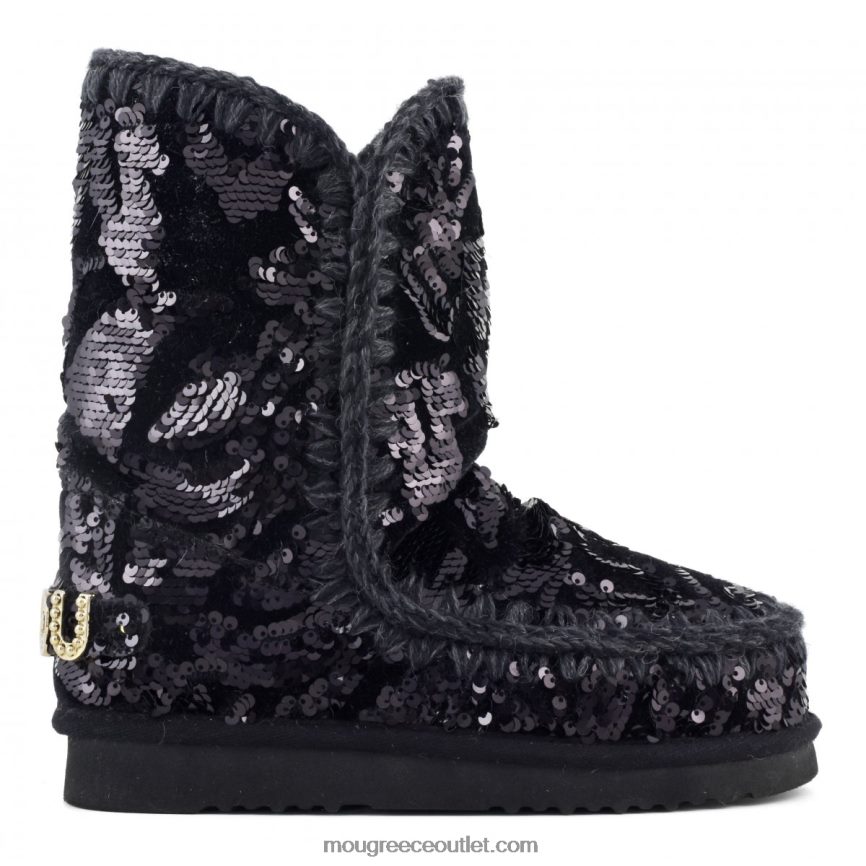 γρ Mou γυναίκες eskimo 24 - μεγάλα καρφιά με λογότυπο ιριδίζουσες πούλιες μπλε μαύρο σε μαύρο 4820DN280