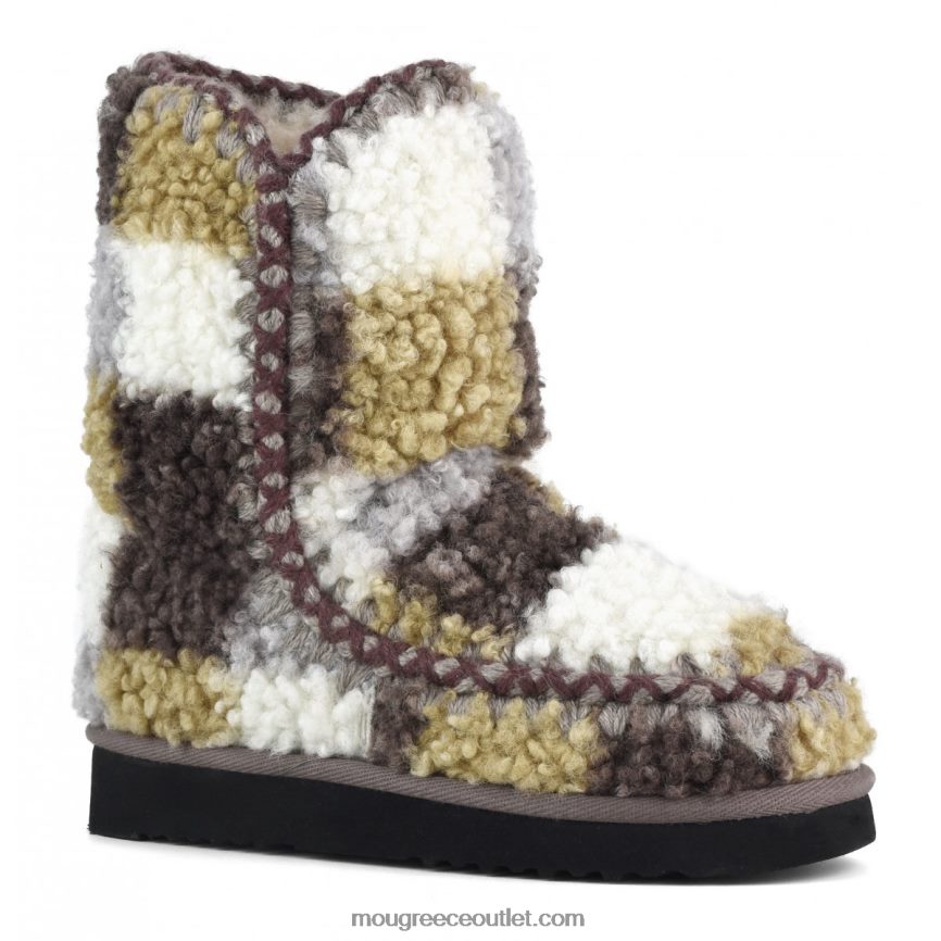 γρ Mou γυναίκες teddy fleece eskimo 24 tartan teddy checks maron 4820DN322