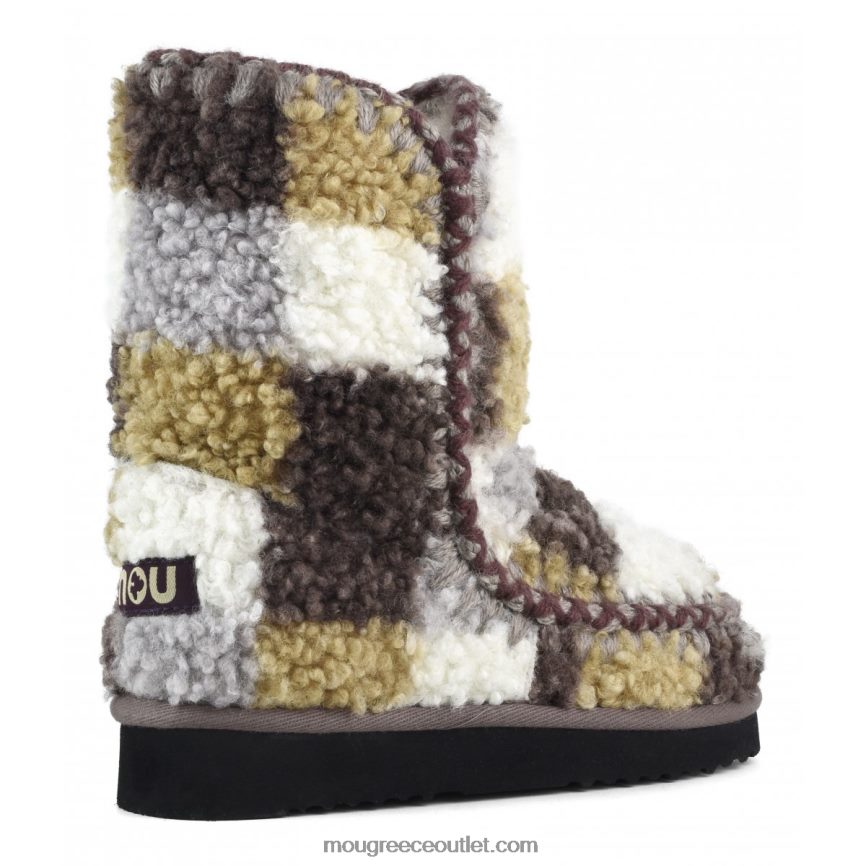 γρ Mou γυναίκες teddy fleece eskimo 24 tartan teddy checks maron 4820DN322