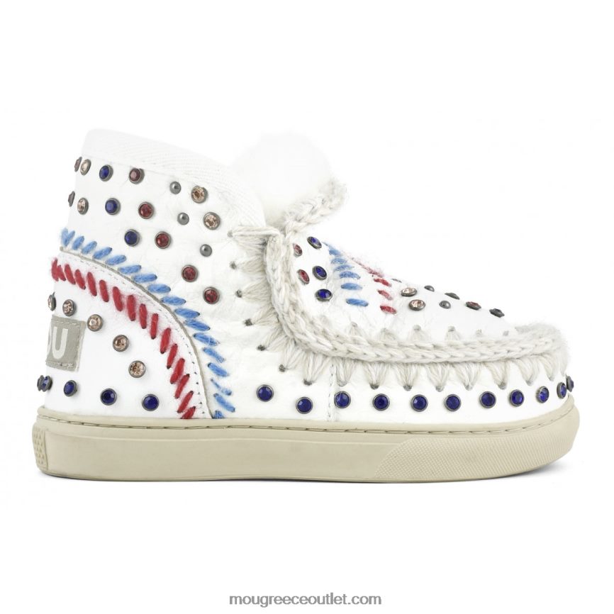 γρ Mou παιδιά sneakers eskimo καρφιά & βελονιά κερί λευκό 4820DN797