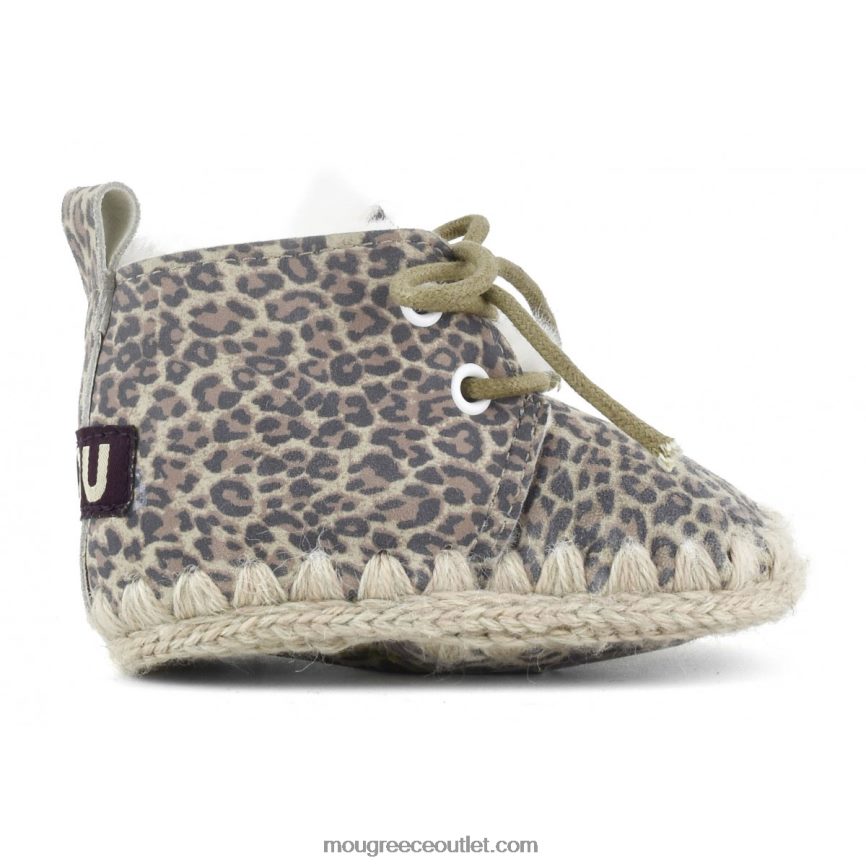γρ Mou παιδιά βρεφικό παπούτσι με κορδόνια μικρό δέρμα τσίτα 4820DN823