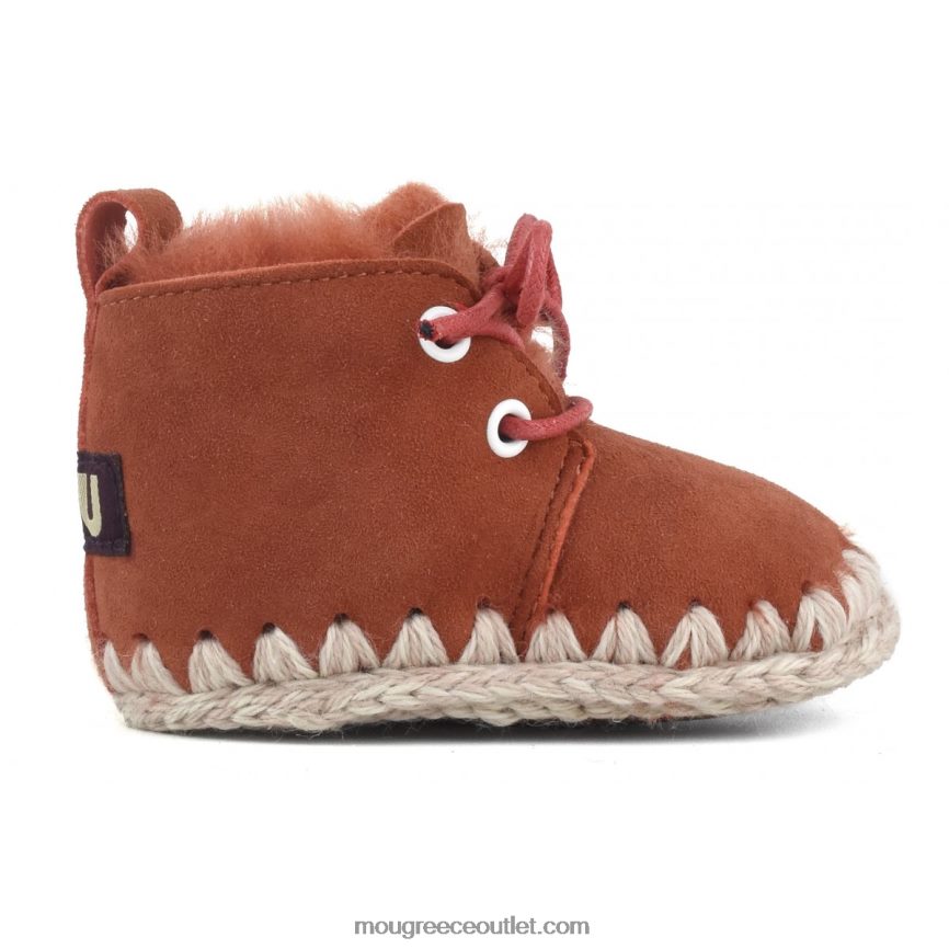 γρ Mou παιδιά βρεφικό παπούτσι με κορδόνια τζίντζερ 4820DN825