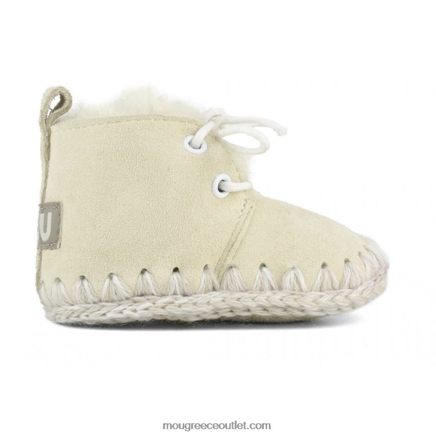 γρ Mou παιδιά βρεφικό παπούτσι με κορδόνια βανίλια 4820DN827