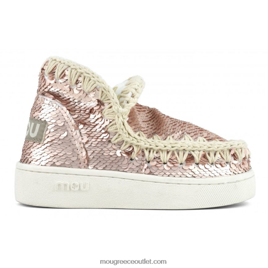 γρ Mou παιδιά καλοκαιρινές παγιέτες sneaker εσκιμώων πούλιες ροζ χρυσό - λογότυπο χρυσό 4820DN789