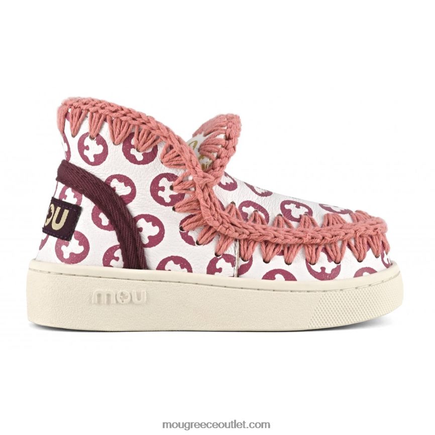 γρ Mou παιδιά εμπριμέ sneakers eskimo λευκό με στάμπα παιώνιας 4820DN781